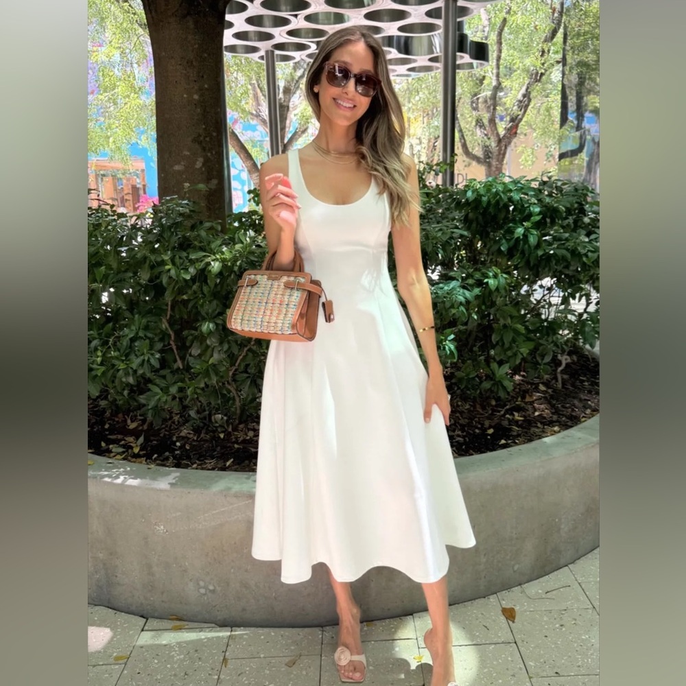 Reformation Mikol Pleated Midi Dress White Size S